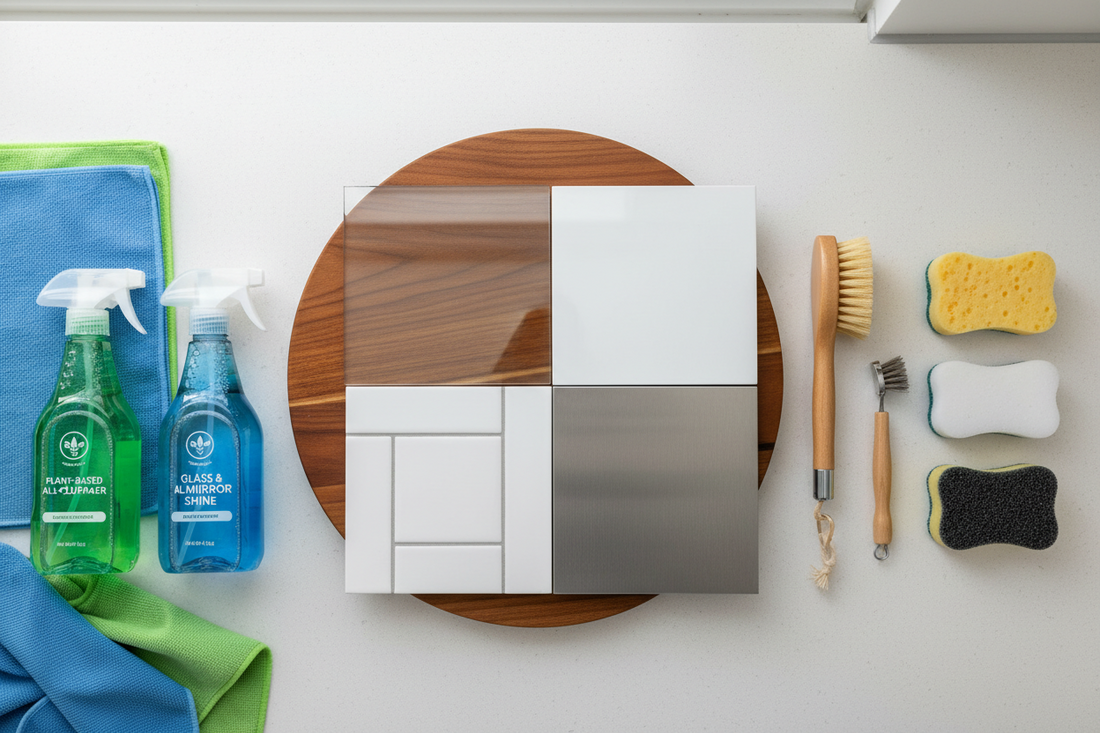 How to Choose the Right Cleaning Supplies for Different Surfaces (Wood, Tile, Glass, Stainless Steel)