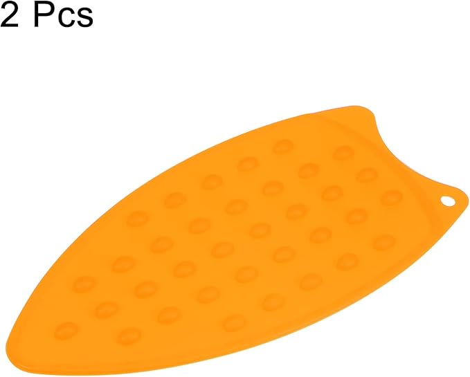 HARFINGTON 2pcs Silicone Iron Rest Pad, Multipurpose Iron Hot Resistant Mat Iron Rest Plate for Ironing Board Hot Heat Resistant Steam Compact Mat, Orange
