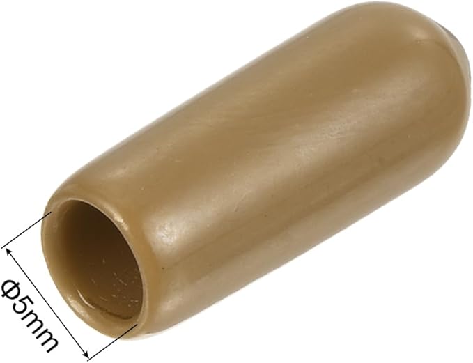 uxcell 20pcs Rubber End Caps 5mm(3/16") ID Vinyl PVC Round Tube Bolt Cap Cover Screw Thread Protectors Light Brown