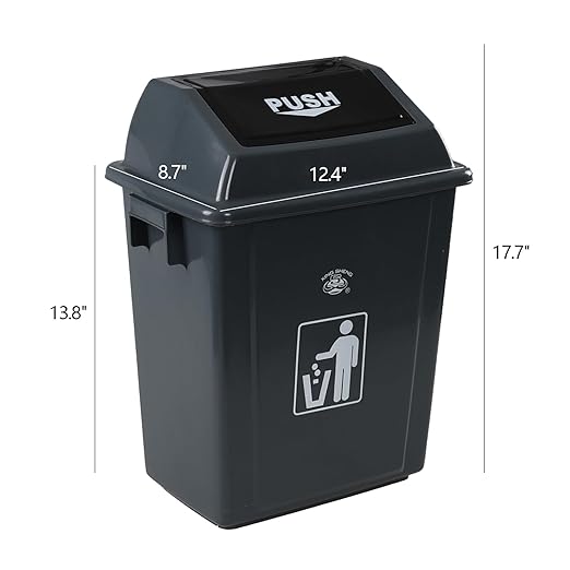 Readsky 6 Gallon Plastic Garbage Can Swing Lid, Trash Can Swing-Top, Swing Garbage Bin, 4 Packs, Gray