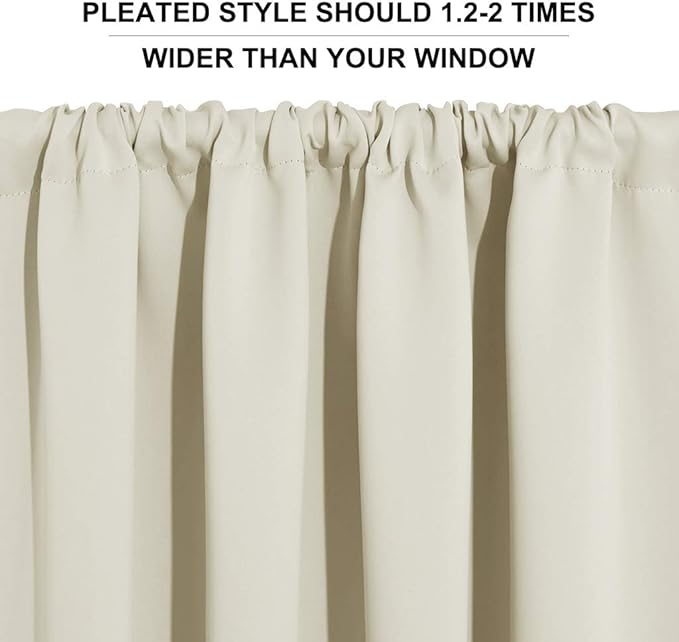 RYB HOME Short Curtains for Living Room Blackout Portable Blinds Shades for Bedroom Bathroom Basement Garage RV Camper Windows, 34 inches Width x 36 inches Length, Beige, 2 Pcs