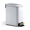 CEROELDA Small Bathroom Trash Can with Lid Soft Close-5L/1.3 Gal Slim Garbage Can-Metal Step Wastebasket-Rectangle Narrow Waste Bin for Office, Bedroom, Toilet, Live Room (Embossed-White)