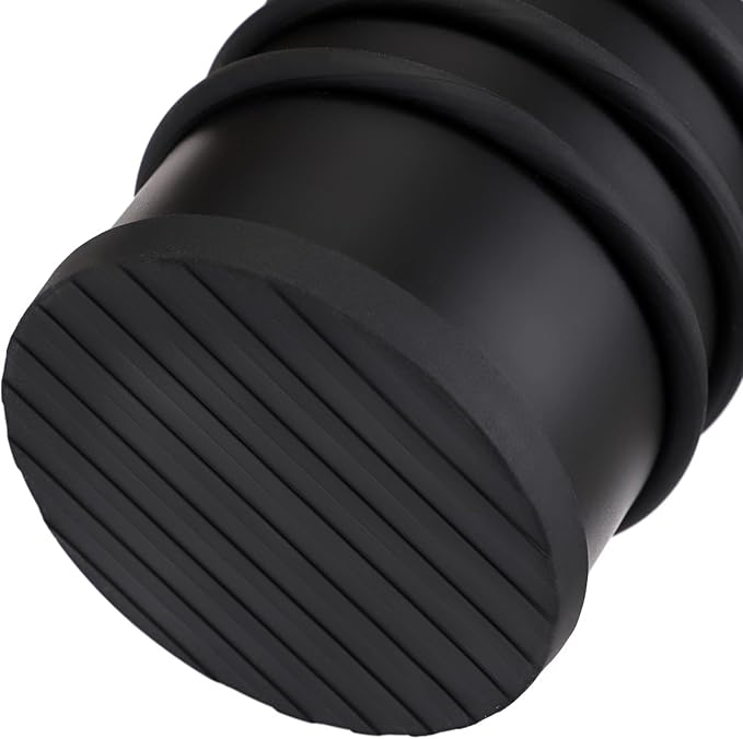 Sumnacon Heavy Duty Floor Door Stopper No Drill - Durability Stainless Steel Door Stop with Anti-Skid Rubber - Contemporary Safety Doorstop for Home Office Commercial Industrial, Black