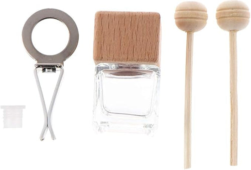 10 Pack,8ml Clear Glass Car Air Freshener Perfume Clip Diffuser,Empty Essential Oil Perfume Vials Diffuser Vent Outlet,Thick Glass Ornament With Wooden Caps,FREE Funnel,Dropper