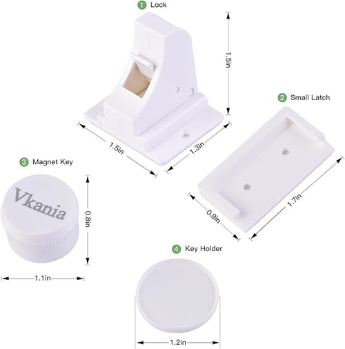 10 Pack Vkania Magnetic Cabinet Locks Baby Proofing - Baby Safety Latches for Drawers and Cabinets - Easy Installation No Drilling