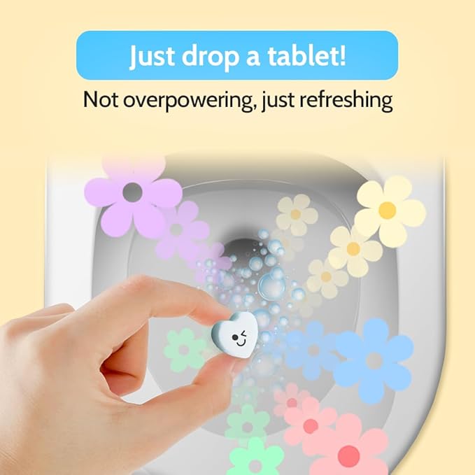 Effervescent Bathroom Air Freshener - Lemon Eucalyptus - Toilet Deodorizer, Bathroom Odor Eliminator, Toilet Freshener, Flushable Air Freshener Toilet Tablets, 2 Pack (60 Tablets)