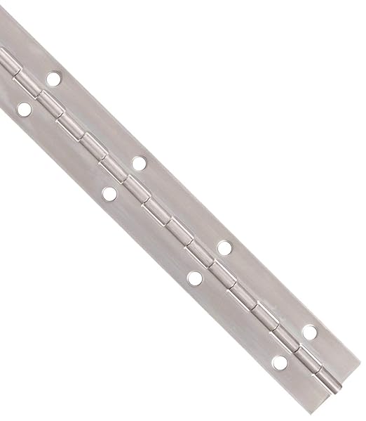 Stainless Steel Continuous Hinge with Hole, Bright Annealed Finish (1 Foot, 3 Inches)