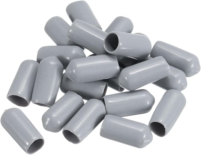 uxcell 20pcs Rubber End Caps 7mm ID Vinyl PVC Round Tube Bolt Cap Cover Screw Thread Protectors Grey