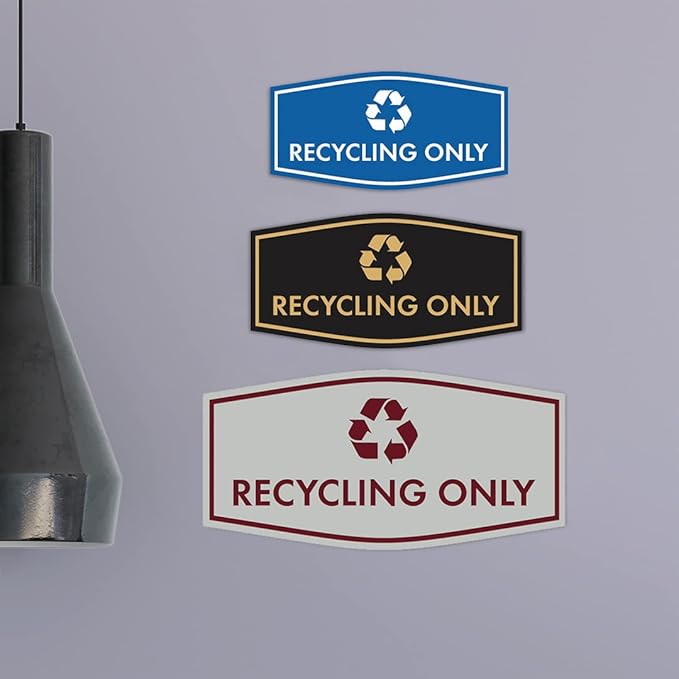 Fancy Recycling Only Sign (Black Gold) - Large