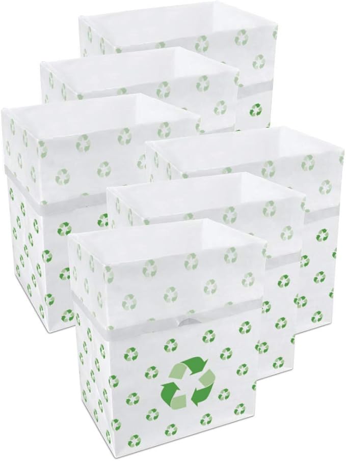 13 Gallon Disposable Pop-Up Trash Cans (6-Pack) with Fitted Bags – Foldable Garbage & Recycling Bins for Parties, Events & Kitchen (Recycle, 17" H x 13.5" W x 10" D)