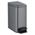 TIPGO Slim Bathroom Trash Can with Lid Soft Close, 6 Liter / 1.6 Gallon Stainless Steel Garbage Can with Removable Inner Bucket, Step Pedal, Small Trash Cans for Bedroom, Office, Kitchen (Grey)