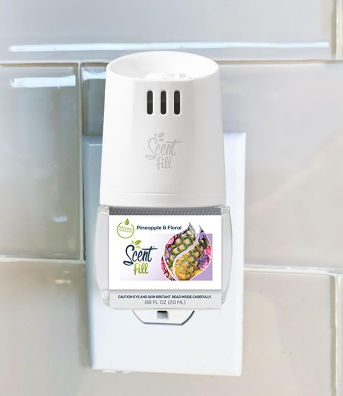 Scent Fill Pineapple & Floral Plug in Air Freshener, 4 Scented Oil Refills
