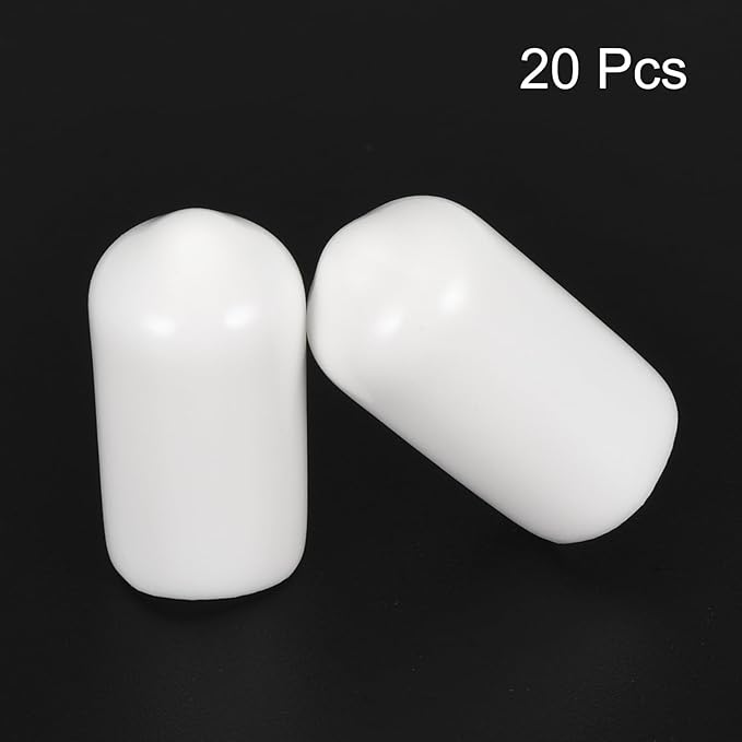 uxcell 20pcs Rubber End Caps 8mm(5/16") ID Vinyl Round End Cap Cover Screw Thread Protectors White