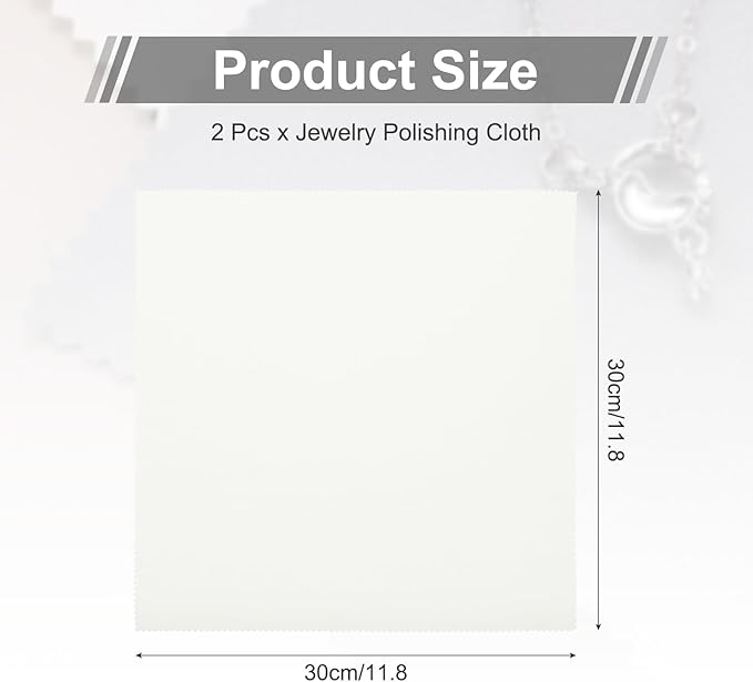 MECCANIXITY Jewelry Polishing Cloth 11.8x11.8 Inch Silver Polish Cleaning Cloths Jewelry Cleaner for Rings, Necklaces, Diamond, Bracelets, Pack of 2 (Beige）