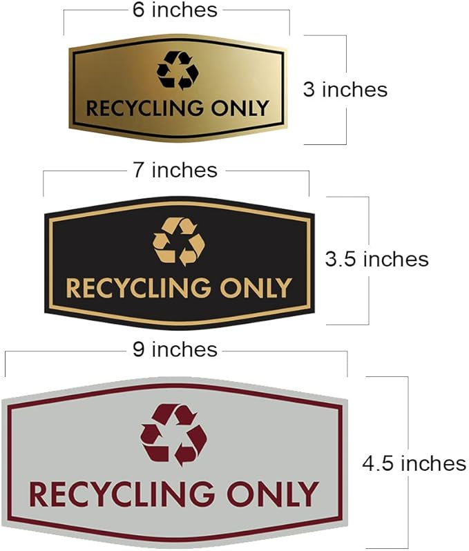 Fancy Recycling Only Sign (White/Red) - Small