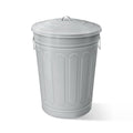Plexon Round Trash Can 13 Gallon, Vintage Metal Outdoor Trash Can with Lid, Retro Farmhouse Garbage Container, Old School Modern Ash Bucket, Gray