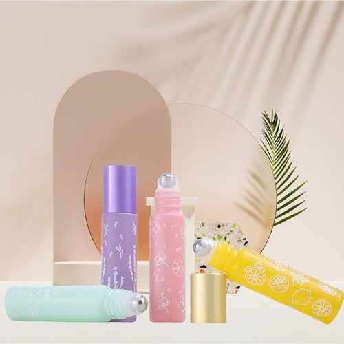 10 Pcs Yellow Glass Essential Oil Roller Bottles,10ml Empty Refillable Roll on Bottles,Glass Travel Roller Bottles with Stainless Steel Roller Balls for Essential Oil,Perfume,Aromatherapy,Lip Balms