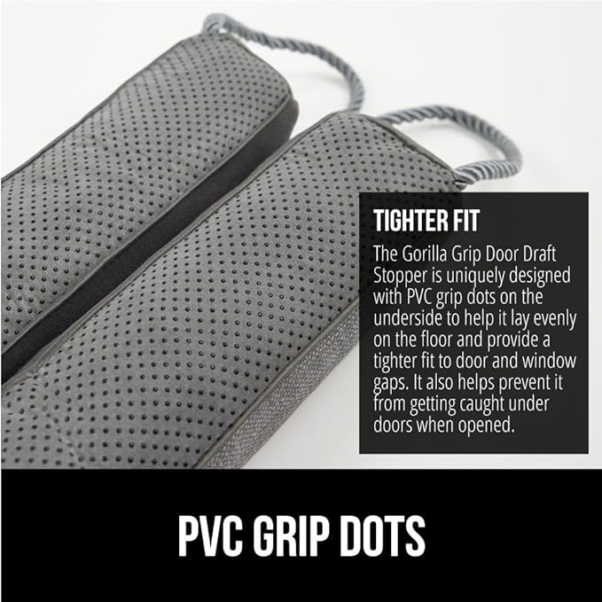 GORILLA GRIP Door Draft Stopper for Bottom of Doors, Weather Stripping Seal Blocks Hot Air, Noise, Bugs, Keeps Cold AC in, Sound Proofing Easy Install Gap Filler, Home Essentials, 32 Inch, Slate Gray