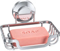 TAILI Soap Holder Bar Dish Suction Cup, Bar Shampoo Rack for Shower Wall, Draining Soap Saver Tray for Bathroom, Rustproof Stainless Steel Sponge Holder for Tub, Kitchen, Drill-Free, Silver