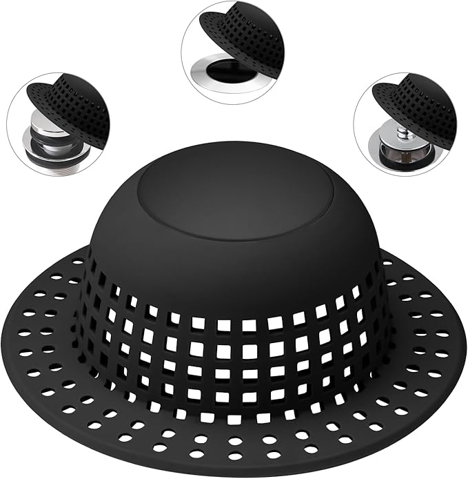 Shower Drain Hair Catcher, Bathtub Drain Cover Foldable Silicone Shower & Tub Protector for Pop-Up & Regular Drains