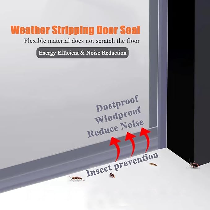 Upgraded 32.8FT Silicone Weather Stripping Door Seal, No Residue Glass Shower Door Seal Strip Under Door Draft Stopper Silicone Sealing Tape for Doors Windows Shower Glass Gap,Transparent,35MM