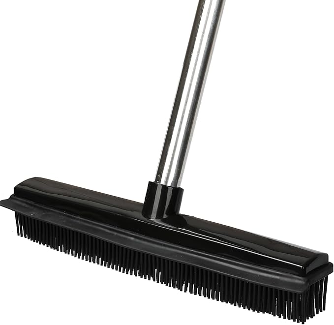 Pet Hair Rubber Broom Floor Brush for Carpet Dog Hair Remover with Built in Squeegee Silicone Broom Suitable for All Surface