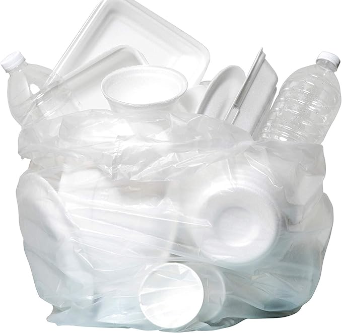 Aluf Plastics High Density Trash Bags, 12 Gallon, 1000 Count, 8 Micron (eq), 24" x 27", Clear, for Bathroom, Office, Industrial, Commercial, Janitorial, Municipal, Recycling