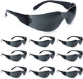 amoolo Tinted Safety Glasses Bulk of 48, Protective Safety Sunglasses, Dark Smoke Lenses for UV Protection, ANSI Z87.1 Impact Resistant Eye Protection for Work, Lab, Construction
