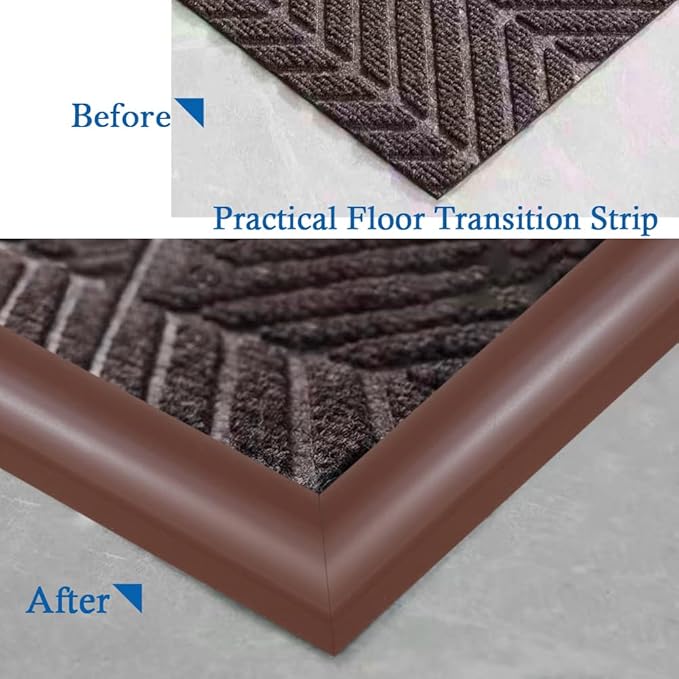 Floor Transition Strip Self Adhesive Carpet & Flooring Transitions Edging Trim Strip PVC Threshold Transitions Suitable for Threshold Height Less Than 5mm (10Ft, Black Walnut)