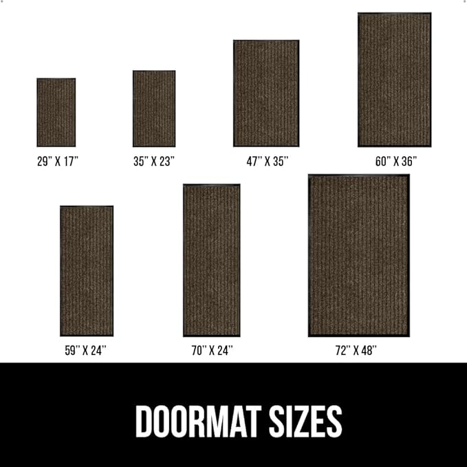 GORILLA GRIP Traffic Guard Door Mat, 70x24, Heavy Duty Welcome Mats, Commercial Office Space Doormat, Waterproof, Fade Resistant, Strong Rubber Backing, Low Profile, Shoe and Boot Scraper, Brown