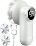 coldSky Rechargeable Fabric Shaver, Lint Shaver with Digital Display, Sweater Shaver with 6-Leaf Blades and Safety Lock, 3-Speeds Defuzzer Remove Fuzz, Pills from Clothes, Furniture, Sofa, Light Grey