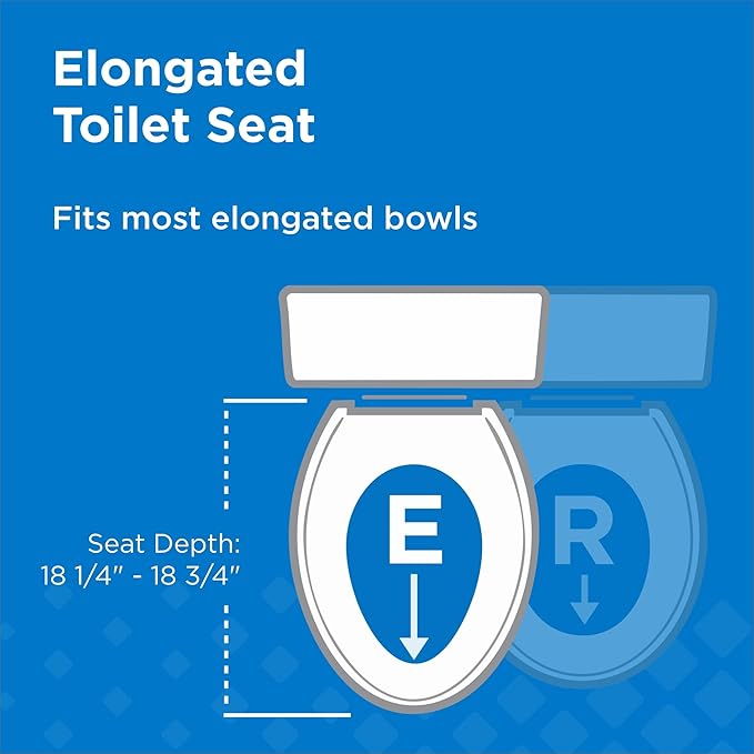 Gerber Universal Elongated Toilet Seat with Cover, Soft Close, Top Mount, Easy Install, Heavy-Duty Plastic, Adjustable Fit for Standard Elongated Toilets, Fade-Resistant, White G0099849