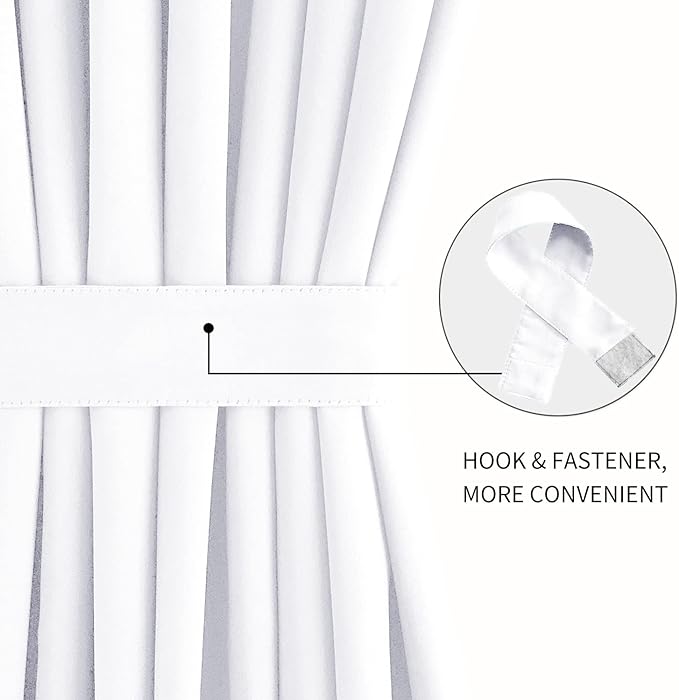DWCN French Door Curtains – Rod Pocket Thermal Curtain for Doors with Glass Window, Kitchen and Patio Doors for Privacy, 36 X 72 Inches Long, 1 Curtain Panel with Tieback,Pure White