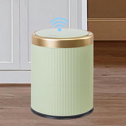 URALFA Automatic Motion Sensor Bathroom Trash Can with Lid, 10.5 Liter / 2.8 Gallon Touchless Trash Bin, Smart Dog Proof Garbage Can, Small Waste Basket for Toilet, Office, Bedroom (Green)
