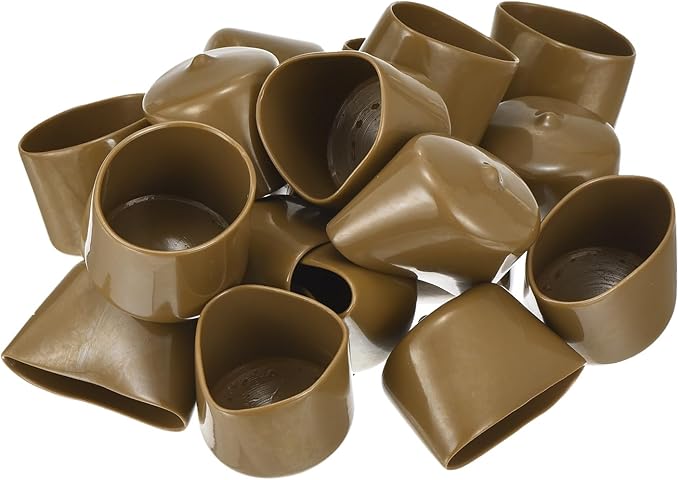 uxcell 20pcs Rubber End Caps 37mm ID Vinyl PVC Round Tube Bolt Cap Cover Screw Thread Protectors Light Brown