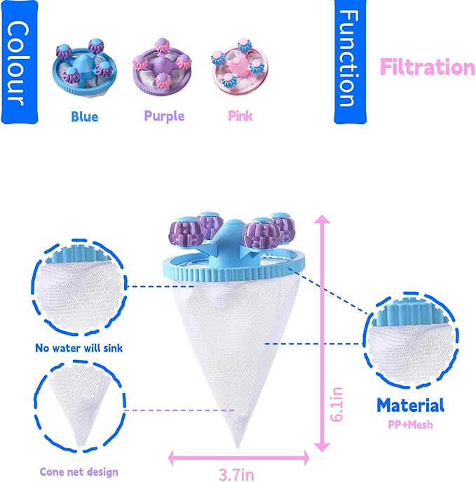 Upgrade Pet Hair Remover for Laundry - Lint Catcher for Washing Machine, Reusable Household Hair Filter Washer Lint Trap Net Pouch (4 Pieces)