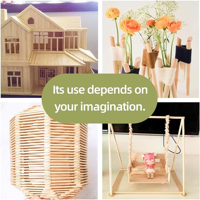 100 PCS Dowel Rods Wood Sticks Wooden Dowel Rods - 3/8 x 17.5 Inch Unfinished Bamboo Sticks - for Crafts and DIYers