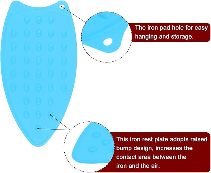 HARFINGTON 2pcs Silicone Iron Rest Pad, Multipurpose Iron Hot Resistant Mat Iron Rest Plate for Ironing Board Hot Heat Resistant Steam Compact Mat, Blue