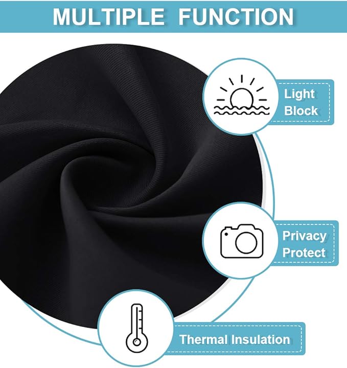 RYB HOME Blackout Curtains 80 inches Long Thermal Insulating Large Window Curtains for Living Room Bedroom Dining Home Office Backdrop, Black, W 42 x L 80 per Panel, 2 Panels