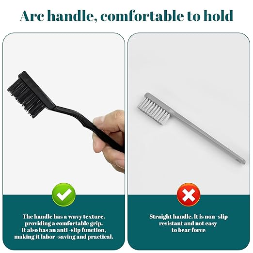 48 Pcs Mini Nylon Brush Set, Nylon Scratch Brush with Curved Handle, Cleaning Weld Slag and Rust