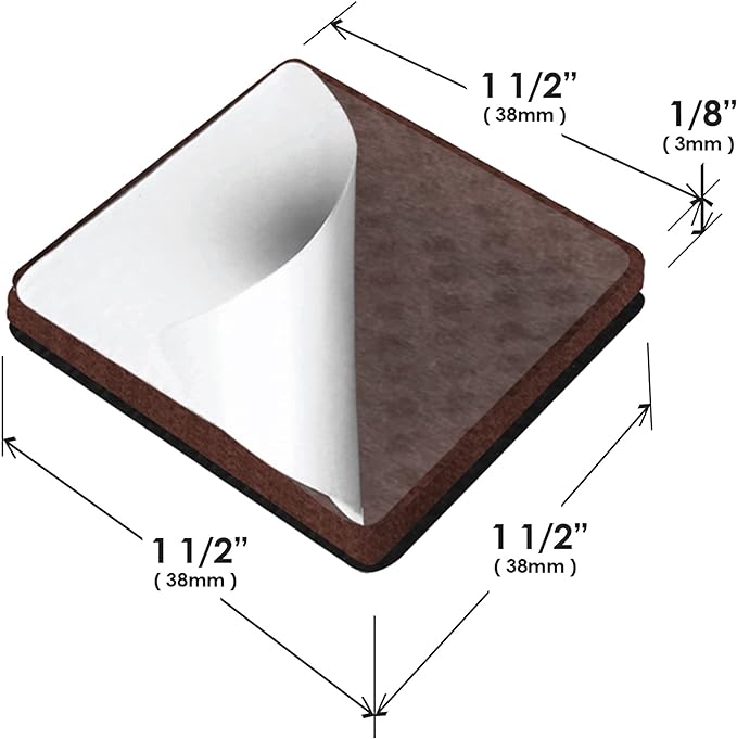 Slipstick GorillaPads CB150 Non Slip Furniture Pads/Rubber Grips (Set of 8) Self Adhesive Furniture Feet Floor Protectors, 1-1/2 inch Square, Black