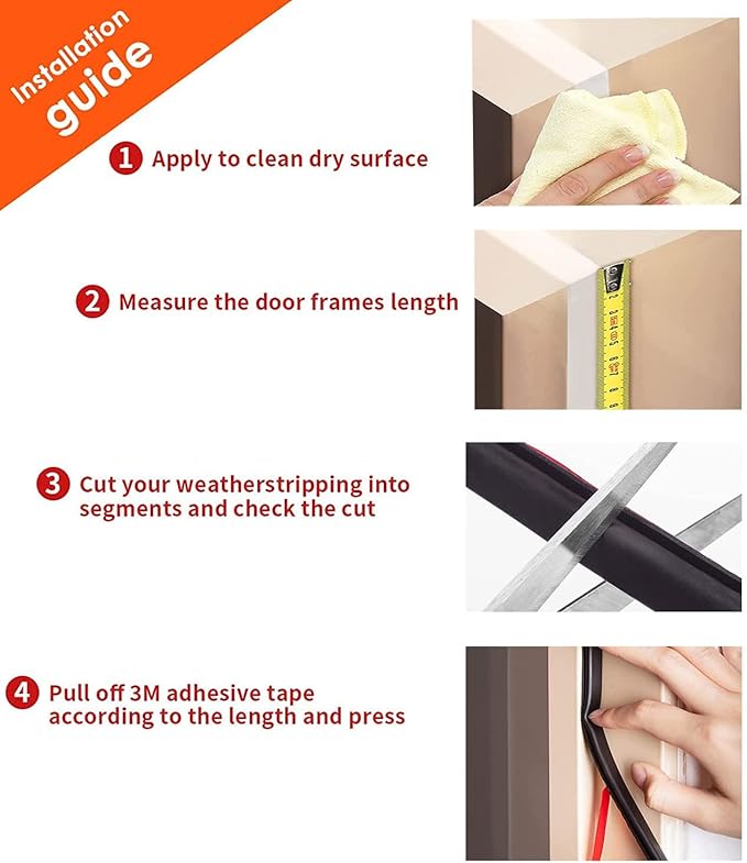 Black Rubber Weather Stripping Door Seal Strip, D Shape Door Rubber Weather Seal Strip, SelfAdhesive Door Weatherstripping Soundproofing Door Sealing Strip for Windows (23 feet, Black)