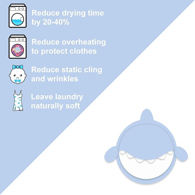 XL Size Wool Dryer Balls 6 Pack- Over 2000 Loads,Whale Shark Appearance,100% Pure New Zealand Wool,Hypoallergenic,Reduces Cloth Wrinkles, and Saves on Drying Time,Cute Pet Plush Toys