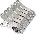 Large Heavy Duty Metal Clothespins 6 Packs Stainless Steel Clothespin,Big Beach Chair Towel Clips,Clamp for Quilt,Outdoor Light Clips