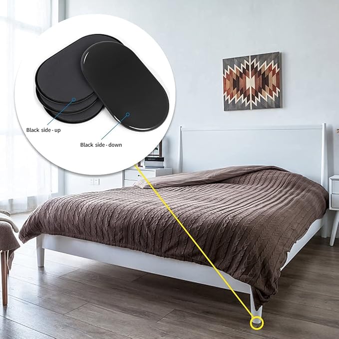 Reusable Large Furniture Sliders for Carpet, Furniture Movers Sliders, Carpet Movers Oval Heavy Duty Sofa Bed Table Desk Movers for Carpet –Quickly and Easily Move Any Item, Black (8 Pack)