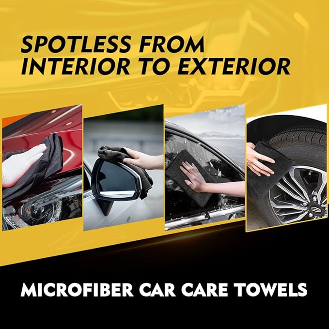 HOMEXCEL Microfiber Cleaning Cloth 20 Pack 11.5 x 11.5 inch Microfiber Towels for Cars Ultra Absorbent Car Washing Cloth Lint Free Streak Free Cleaning Rags for Car, Kitchen Window Black