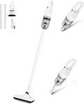 6-in-1 Lightweight Stick Vacuum Cleaner with 100W Powerful Motor, Mini Portable Household Handheld Vacuum Cleaner for Domestic Hard Floors, Carpets and Pet Hair (White Cordless Without Plug)