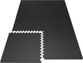 PRAISUN 0.6" Thicker Gym Mat, 6 Tiles 24 Sq Ft Workout Mats, Interlocking Foam Tiles with Rubber Top, High Density EVA Foam, Exercise Mat, Gym Flooring for Home Gym, Garage, 24 x 24in, Black