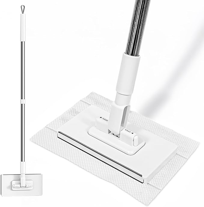 Mini Sweeper Mop No-Touch Dirty Cleaning Flat Dust Mop for Dry Wet Disposable Pads, Multi Surface Mop Floor Mopping and Sweeping Cleaning Head for House Wall Bathroom Toilet Corners Door Window