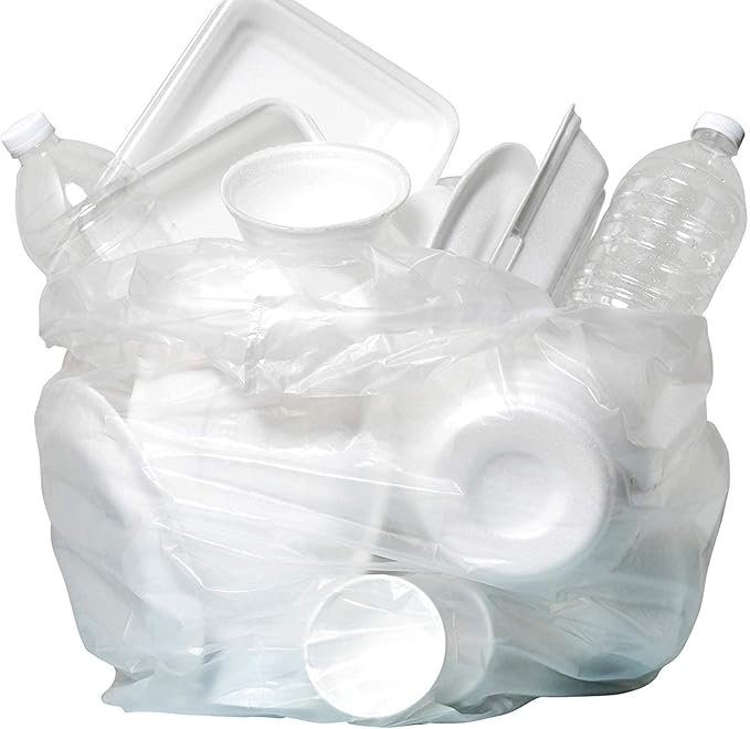 Aluf Plastics High Density Trash Bags, 20-30 Gallon, 2000 Count, 13 Micron (eq), 30" x 37", Clear, for Bathroom, Office, Industrial, Commercial, Janitorial, Municipal, Recycling